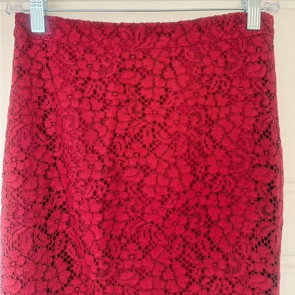 Bardot Floral‎ Lace Overlay Lined Midi Pencil Skirt Burgundy Size XS - Picture 6 of 11